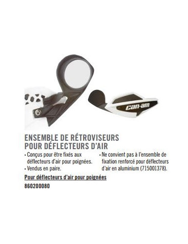 Ensemble de rétroviseurs pour déflecteurs d air