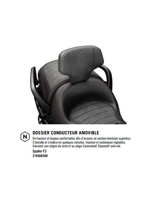 Dossier conducteur amovible Spyder F3